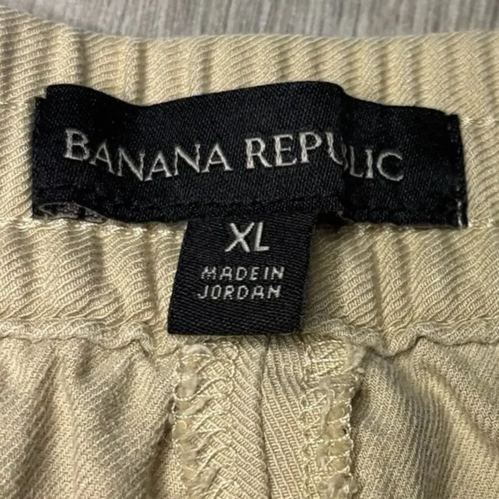 Banana Republic Pants Linen Cropped Drawstring Straight Cream Boho Beach size XL